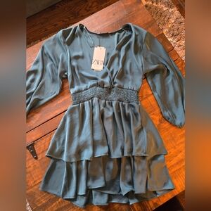 Zara NWT Teal Party Dress Size Medium